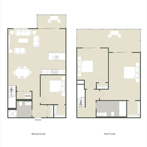Floor plan for 3 beds, 2 baths, 1377 sqft